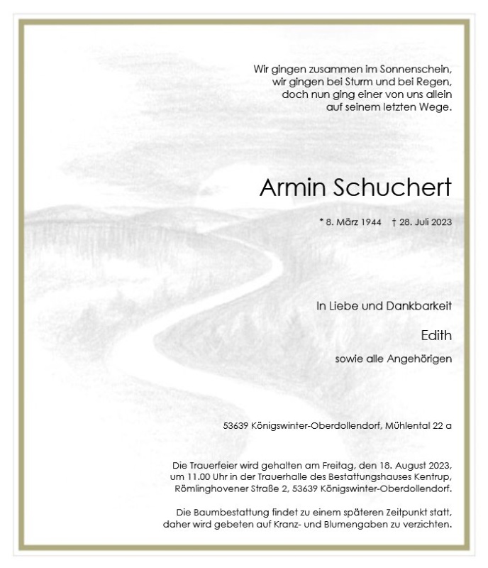 Erinnerungsbild für Armin Schuchert