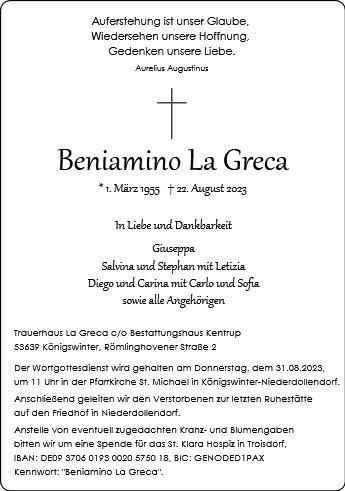 Erinnerungsbild für Beniamino La Greca