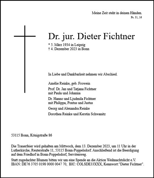 Erinnerungsbild für Dr. jur. Dieter Fichtner