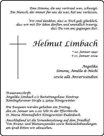 Erinnerungsbild für Helmut Limbach