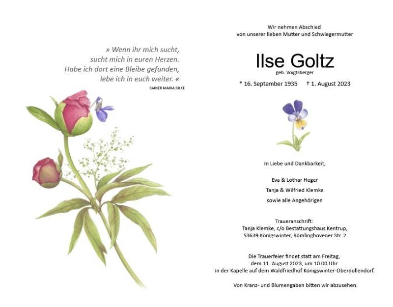 Erinnerungsbild für Ilse Goltz