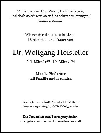 Profilbild von Wolfgang Hofstetter